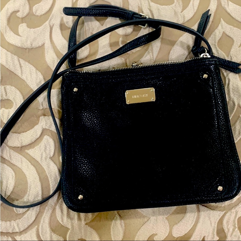 Nine West black cross body shoulder strip purse. never used